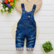 Children Button Denim Bib Pants, Size:100cm(Blue)