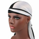 Double-coloured Silk Satin Long-tailed Pirate Hat Turban Cap Chemotherapy Cap (White + Black)