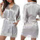Half Sleeve Robe Women Faux Silk Pajama Sexy Night Dress, Size:XL(Gray)