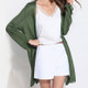 Spring Loose Long Knit Cardigan Thin Long-sleeved Sunscreen Clothing Air Conditioning Shirt, Size:  One Size( Army Green )