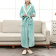 Female Couple Models Thick Warm Long Paragraph Large Size Terry Cloth Bathrobe, Size:M(Bean Green)
