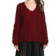 V-neck Fashion Twisted Knit Loose Pullover Sweater, Size:  One Size( Wine Red )