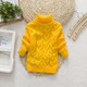 Yellow Winter Children's Thick Solid Color Knit Bottoming Turtleneck Pullover Sweater, Height:18 Size（100-110cm）