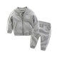 2 in 1 Autumn Baby Clothes Cotton Long Sleeve  Zipper Sportswear Set, Kid Size:110cm(Grey)