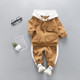 2 in 1 Spring and Autumn Boys Casual Clothing Set Back Lettering Pattern Hooded Sweater + Trousers, Height:100cm(Brown Yellow)