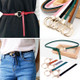 Women Dress Strap Thin PU Leather Waist Belt(White)