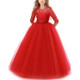 Girls Party Dress Children Clothing Bridesmaid Wedding Flower Girl Princess Dress, Height:150cm(Red)