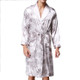 Men Long Paragraph Silk Pajamas(Color:Grey Size:XXL)