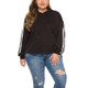 Autumn Ribbon Hooded Loose Sweatshirt (Color:Black Size:XXXL)