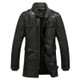 Men Long Style Leather Jacket Coat (Color:Black Grey Size:L)