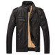 Men Plus Velvet Loose Leather Jacket Coat (Color:Black Size:XXXL)