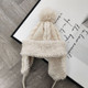 Autumn and Winter Sweet Twist Shape Ear Protection Wool Hat Warm Riding Fur Ball Knitted Hat, Colour: Apricot(Free size)