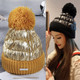 MZ152 Autumn and Winter Cute Wool Ball Knitted Hat Women Plus Velvet Warm Ear Protection Wool Hat, Size: One Size(Yellow)