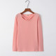 Cross Collar Long Sleeve Female T-shirt (Color:Pink Size:XL)