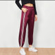 Satin Smooth Sports And Leisure Harem Pants Feet Was Thin Beam (Color:Wine Red Size:S)