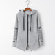 Graffiti Letter Printed Large Size Sweater Zipper Hooded Jacket (Color:Grey Size:S)