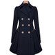 Slim Mid-length Commuter Jacket Trench Coat (Color:Navy Size:L)