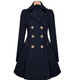 Slim Mid-length Commuter Jacket Trench Coat (Color:Navy Size:XL)