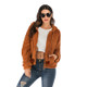 Casual Fleece Coat Solid Color Loose Hooded Woolen Coat (Color:Camel Size:M)