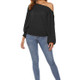 Sexy Lantern Sleeve Knit Sweater (Color:Black Size:M)