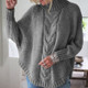 Women Loose Bat Sleeve Turtleneck Knit Sweater (Color:Grey Size:XXL)