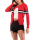 Fashion Cardigan Solid Color Knit Sweater (Color:Red Size:XL)