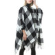 Fashion Classic Split Plaid Shawl Fringed Thickening Imitation Cashmere Cloak (P397)