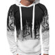 Men Loose Print Hoodie Sport Sweatshirt Set (Color:White Size:S)