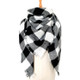 Checkered Pattern Autumn & Winter Ladies Cashmere Scarf, Size:140 x 140cm(Black & White)