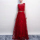 Banquet Lace Sleeveless  Long Party Formal Gown, Size:XL(Wine Red)