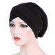 Modal Stretch Cloth Forehead Cross Headscarf Cap Chemotherapy Cap(Black)