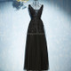 Sexy V-neck Evening Dress Robe Tulle Applique Evening Dresses, Size:XXL (Black)