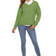 Solid Color Simple V-neck Sweater (Color:Green Size:XXL)