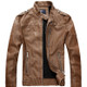 Men Plus Velvet Motorcycle Jacket Coat (Color:Khaki Size:XXXXL)