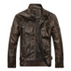 Men Plus Velvet Fashion Leather Jacket Motorcycle Coat (Color:Coffee Size:5XL)