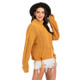 Pure Color Long Sleeve Women Sweater (Color:Yellow Size:XL)