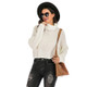 Solid Color Long-sleeved Turtleneck Pullover Sweater (Color:White Size:S)