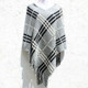 Irregular Collar Knit Cape Fringed Shawl Sweater Coat (Color:Grey Size:M)