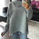 Irregular High Collar Sweater (Color:Gray Size:M)