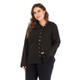 Plus Size Women Pure Color Pullover V-Neck Long Sleeve Blouse (Color:Black Size:XXXXL)