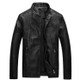 Men Slim-fit Washed PU Leather Jacket (Color:Black Size:M)