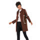 Contrast Thickened Woolen Coat Lapel for Women (Color:Coffee Size:M)