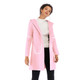 Double Pocket Long Hooded Warm Thick Woolen Coat for Women (Color:Pink Size:XL)