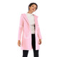 Double Pocket Long Hooded Warm Thick Woolen Coat for Women (Color:Pink Size:L)