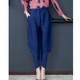 Women Loose Plus Size Bottoms Casual Pants (Color:Navy Blue Size:One Size)