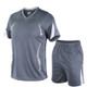 Men Running Fitness Sports Suit Quick-drying Clothes (Color:Grey Size:XXXXXL)