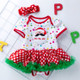 Christmas Baby Short-sleeved Cartoon Print Romper Dress Baby Mesh Dress Tutu Skirt (Color:White Santa Claus Size:73)