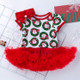 Christmas Baby Short-sleeved Cartoon Print Romper Dress Baby Mesh Dress Tutu Skirt (Color:Santa Claus Size:59)