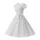 Dot Short Sleeve Mid-length Dress (Color:White Size:XXL)