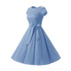 Dot Short Sleeve Mid-length Dress (Color:Light Blue Size:S)